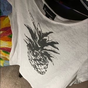 INC White T shirt with black pineapple print